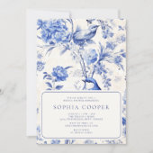 Blauw en wit Chinoiserie Vrijgezellenfeest Kaart (Voorkant)