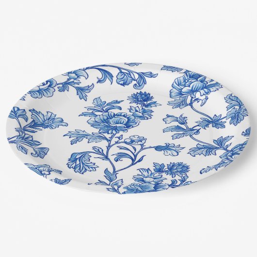 Blauw en wit Chinoiserie Vrijgezellenfeest Papieren Bordje (Gekanteld)
