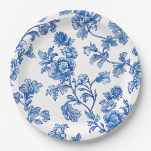 Blauw en wit Chinoiserie Vrijgezellenfeest Papieren Bordje