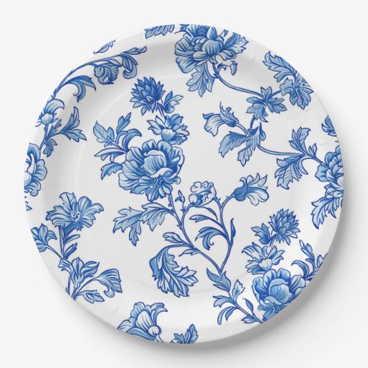 Blauw en wit Chinoiserie Vrijgezellenfeest Papieren Bordje (Voorkant)