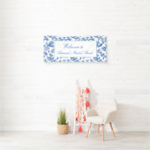 Blauw en wit Chinoiserie Vrijgezellenfeest Spandoek (Insitu)