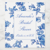 Blauw en wit Chinoiserie Vrijgezellenfeest Wijn Etiket (Enkel label)