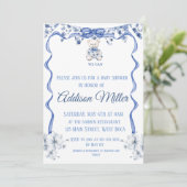 Blauw en wit Chinoiserie, We Can Bearly Wait  Kaart (Staand voorkant)