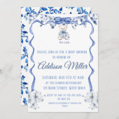 Blauw en wit Chinoiserie, We Can Bearly Wait  Kaart (Voorkant / Achterkant)