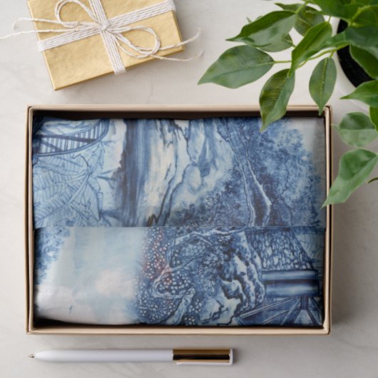 Blauw en wit Chinoserie 3 Tissuepapier (Geschenk)