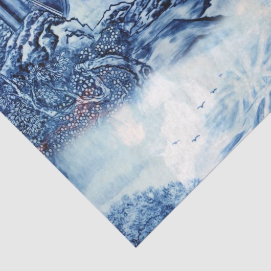 Blauw en wit Chinoserie 3 Tissuepapier (Detail)