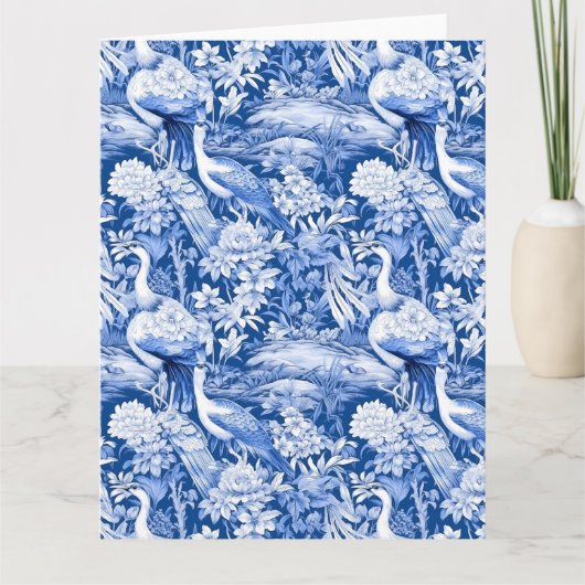 Blauw en wit Chinoserie-serie Design 8 Kaart (Voorkant)