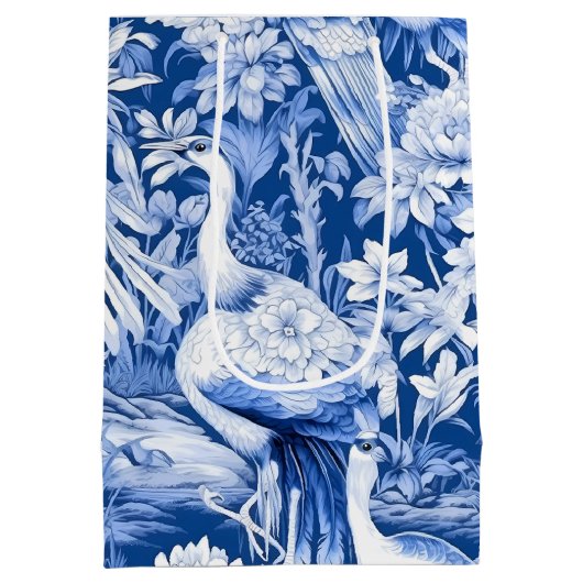 Blauw en wit Chinoserie-serie Design 8 Medium Cadeauzakje (Achterkant)