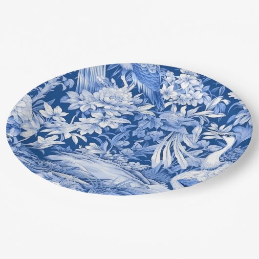 Blauw en wit Chinoserie-serie Design 8 Papieren Bordje (Gekanteld)