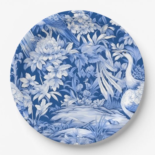Blauw en wit Chinoserie-serie Design 8 Papieren Bordje (Voorkant)