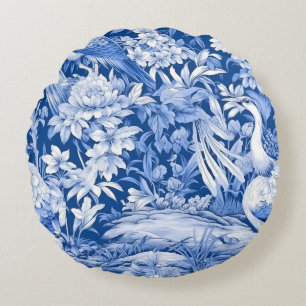 Blauw en Wit Chinoserie Serie Ontwerp 8 Rond Kussen