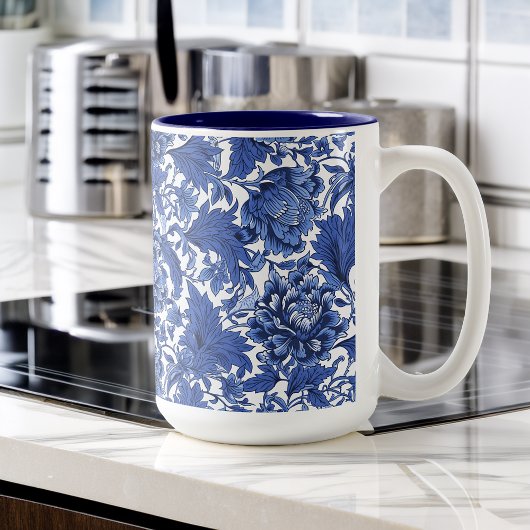  Blauw en Wit Chintz Traditioneel Koffiemok