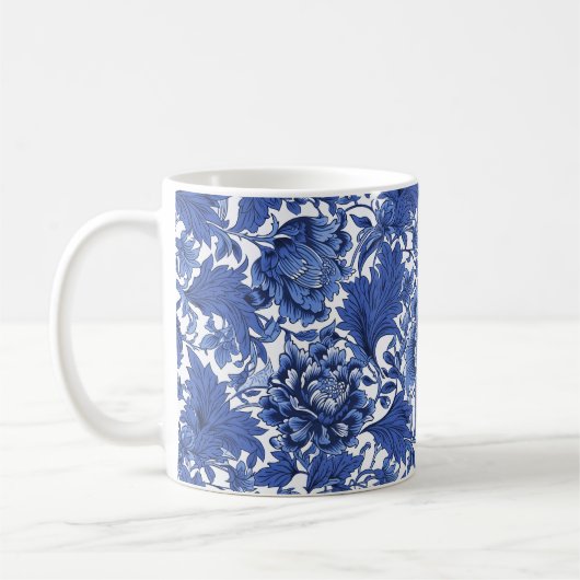 Blauw en Wit Chintz Traditioneel Koffiemok (Links)