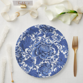 Blauw en Wit Chintz Traditioneel Papieren Bordje
