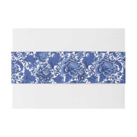  Blauw en Wit Chintz Traditioneel Uitnodigingen Wikkel (Achterkant Voorbeeld)