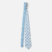 Blauw en wit Christelijk vissymbool Necktie Stropdas (Achterkant)