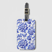 Blauw en wit chrysanthemum Frans country decor Bagagelabel (Voorkant (verticaal))