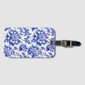 Blauw en wit chrysanthemum Frans country decor Bagagelabel (Voorkant (horizontaal))
