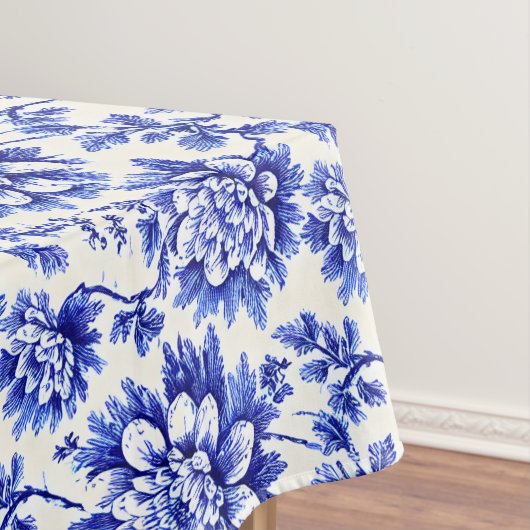 Blauw en wit chrysanthemum Frans country decor Tafelkleed (Voorbeeld)