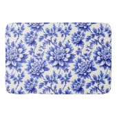 Blauw en wit chrysanthemum Frans landelijk decor Badmat (Voorkant)