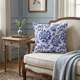 Blauw en wit chrysanthemum Frans landelijk decor Kussen