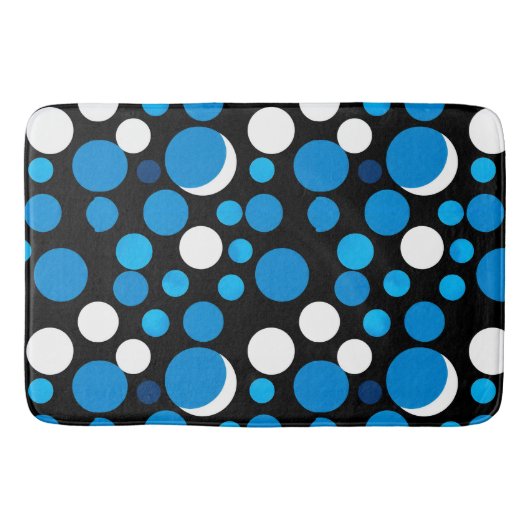 Blauw en Wit Cirkelpatroon Badmat (Voorkant)