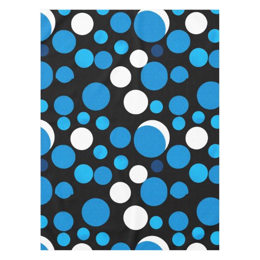 Blauw en Wit Cirkelpatroon Tafelkleed (Voorkant)