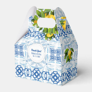 Blauw en Wit Citroen Mediterraans Huwelijk Bedankdoosjes