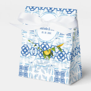Blauw en Wit Citroen Mediterraans Huwelijk Bedankdoosjes