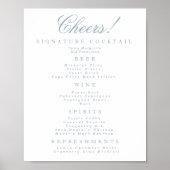 Blauw en Wit Classic Bar Menu Poster (Voorkant)