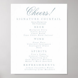 Blauw en Wit Classic Bar Menu Poster