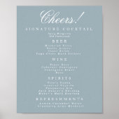 Blauw en Wit Classic Bar Menu Poster (Voorkant)