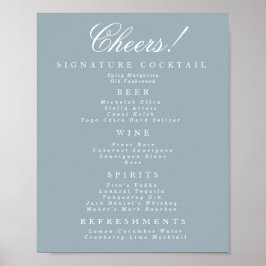 Blauw en Wit Classic Bar Menu Poster