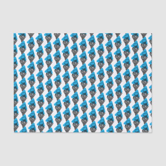 Blauw en wit College Kleuren Ice Cream Tissuepapier (Voorkant)