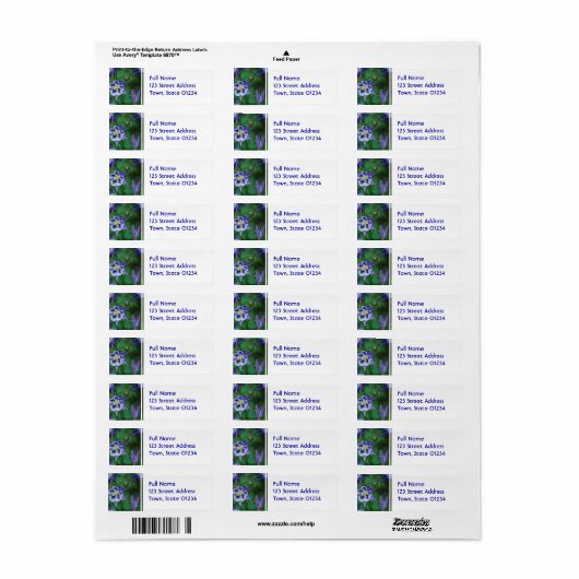Blauw en Wit Columbine Bloem Mailing Label (Full Sheet)