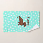 Blauw en Wit Dachshund Pootafdruk Handdoek (Handdoek)