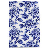Blauw en wit Dahlia Bloemen Toile de Jouy Medium Cadeauzakje (Voorkant)