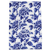 Blauw en wit Dahlia Bloemen Toile de Jouy Medium Cadeauzakje (Achterkant)