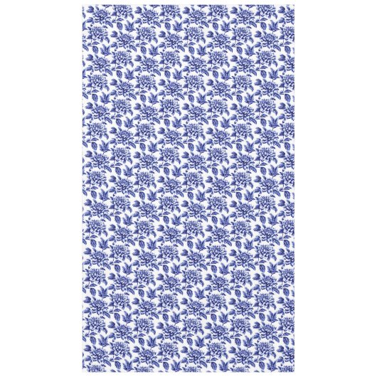 Blauw en wit Dahlia Bloemen Toile de Jouy Tafelkleed (Voorkant)
