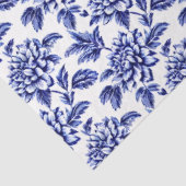 Blauw en wit Dahlia Bloemen Toile de Jouy Tissuepapier (Detail)