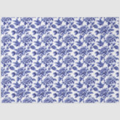 Blauw en wit Dahlia Bloemen Toile de Jouy Tissuepapier (Voorkant)