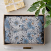 Blauw en Wit Daisies Patroon Tissuepapier (Geschenk)