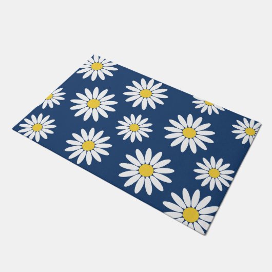 Blauw en Wit Daisy Deurmat (Schuin)
