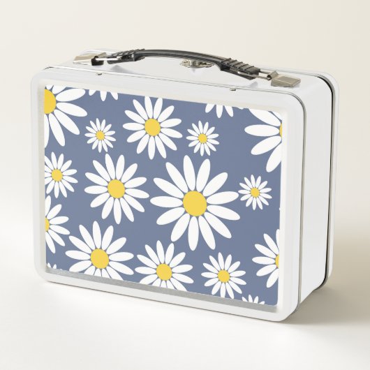 Blauw en Wit Daisy met naam (Achterkant)