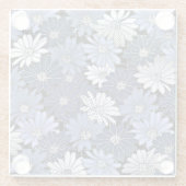 Blauw en Wit Daisy Patroon Glazen Onderzetter (Achterkant)