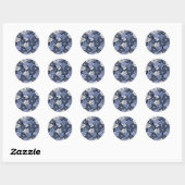 Blauw en Wit Daisy Patroon Ronde Sticker (Vel)