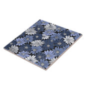 Blauw en Wit Daisy Patroon Tegeltje (Zijkant)