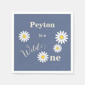 Blauw en Wit Daisy Wild Een Eerste Verjaardag Servet (Voorkant)