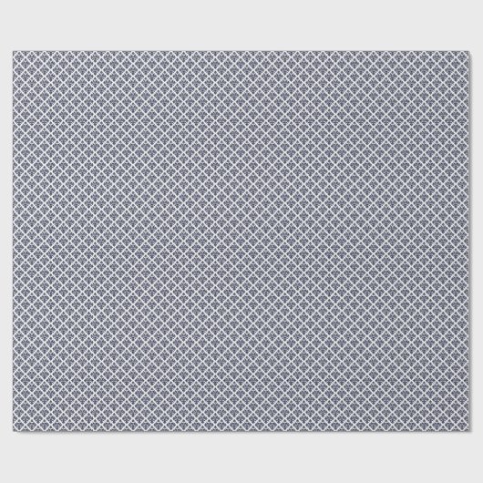 Blauw en wit Damask #3 Cadeaupapier (Vlak)