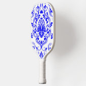Blauw en wit Damask Bloemen Pickleball Paddle (Links)